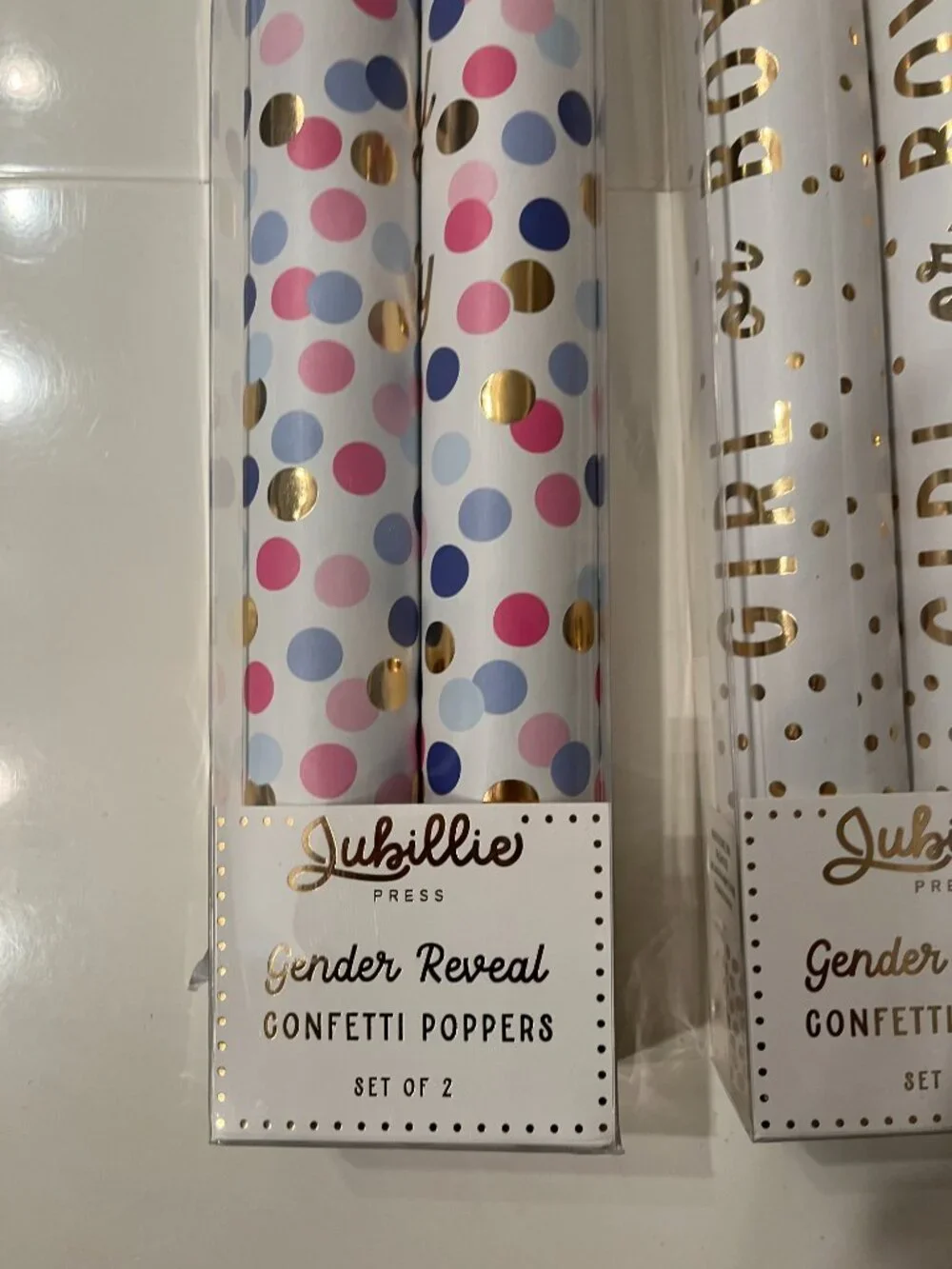 Girl Gender Reveal Confetti Poppers (Includes FOUR)